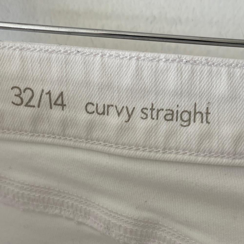 LOFT Curvy Cotton Straight Jeans Womens 32/14 White Pockets Beach Cruise - Picture 2 of 16